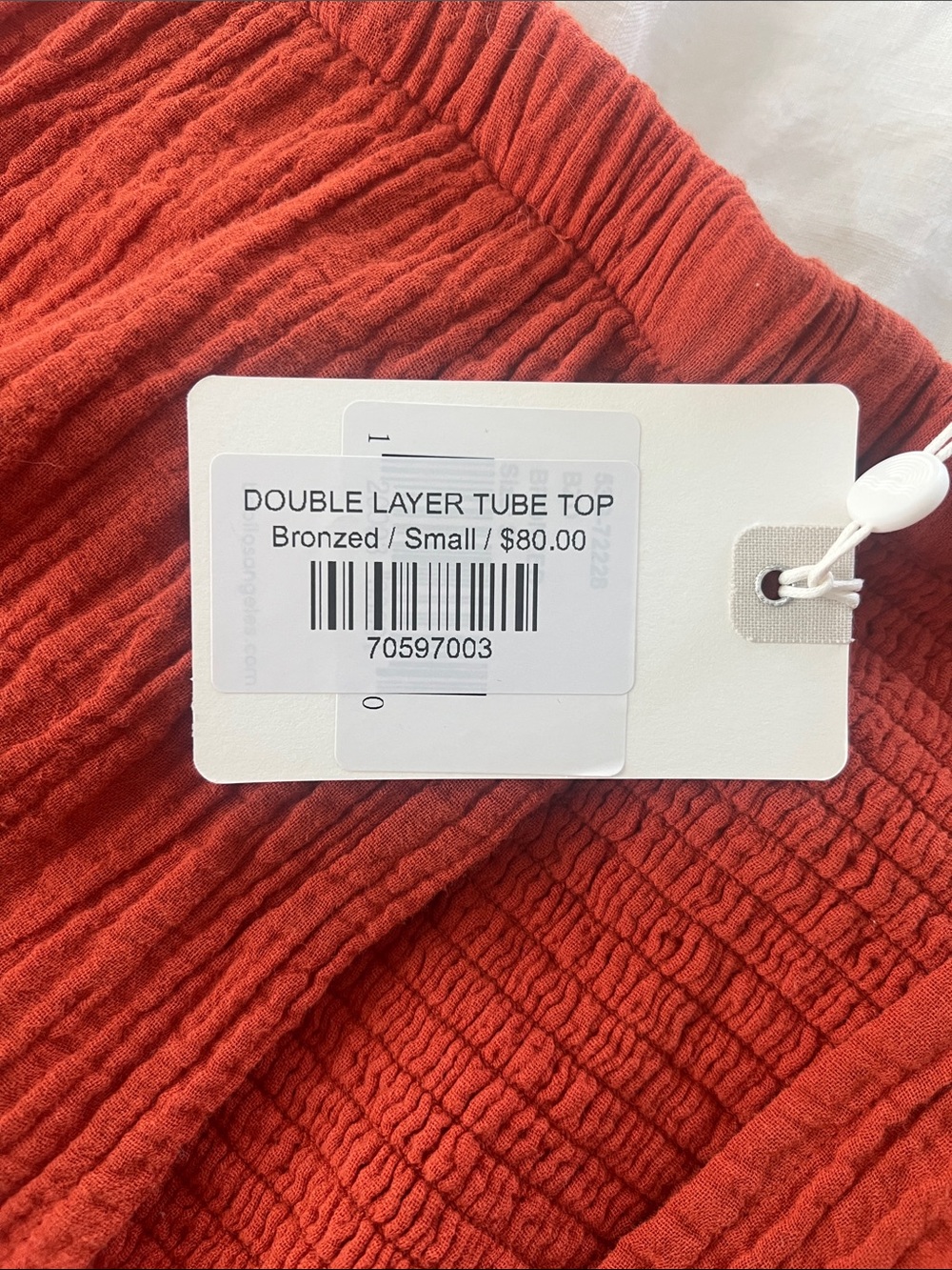Bobi Rust Red Cotton Gauze Tube Top- Women - Picture 4 of 4